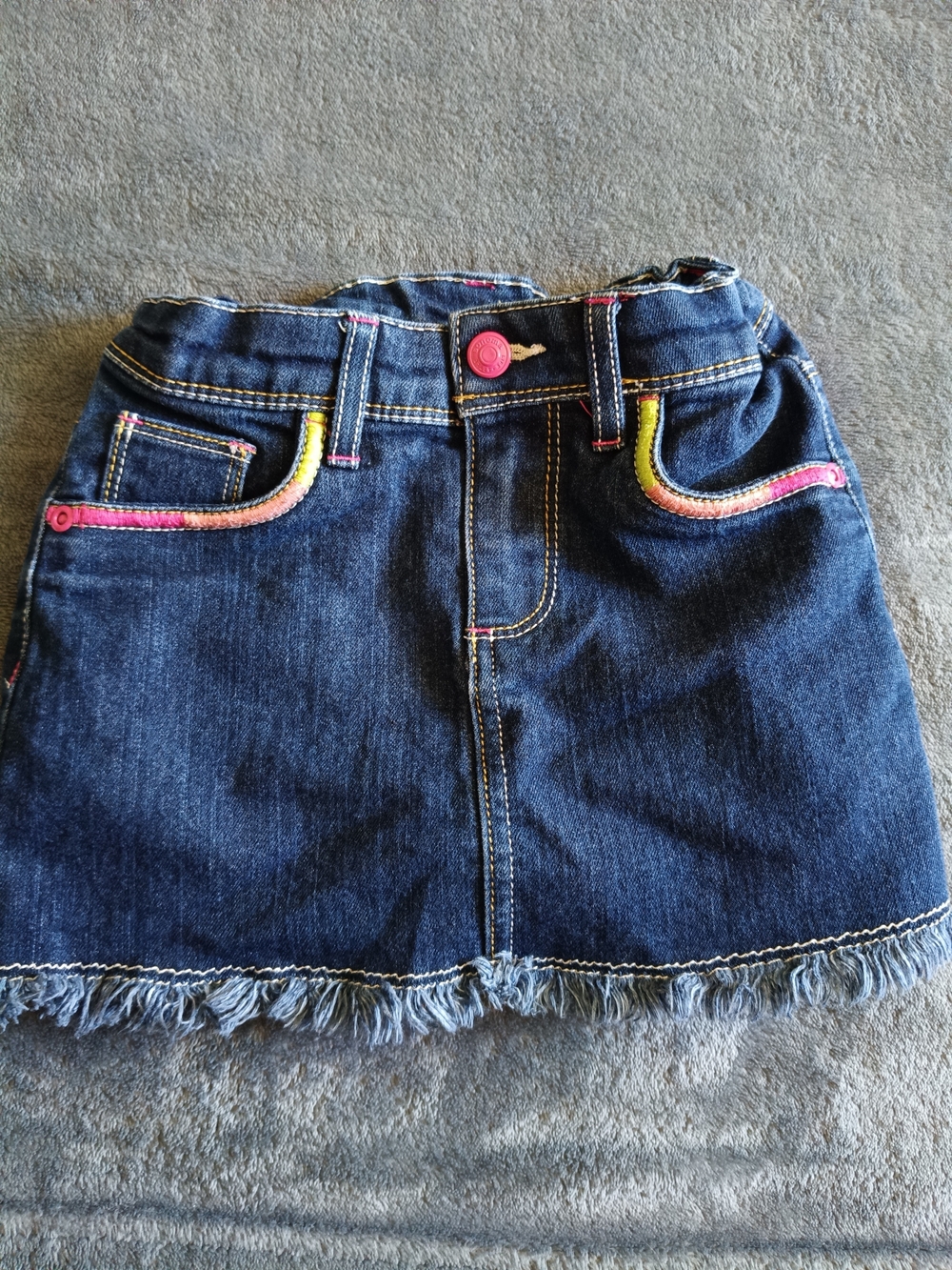 Sonoma Dark Blue Denim Skirt with Rainbow Stitching